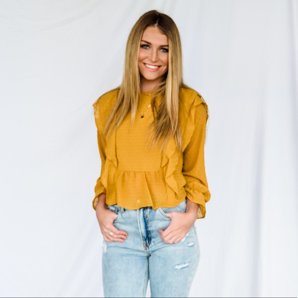 Ruffle Mustard Top